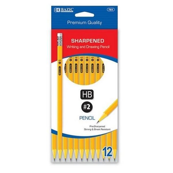 Bazic Products Bazic 761 Pre-Sharpened #2 Premium Yellow Pencil (12/Pack) Pack of 24 761